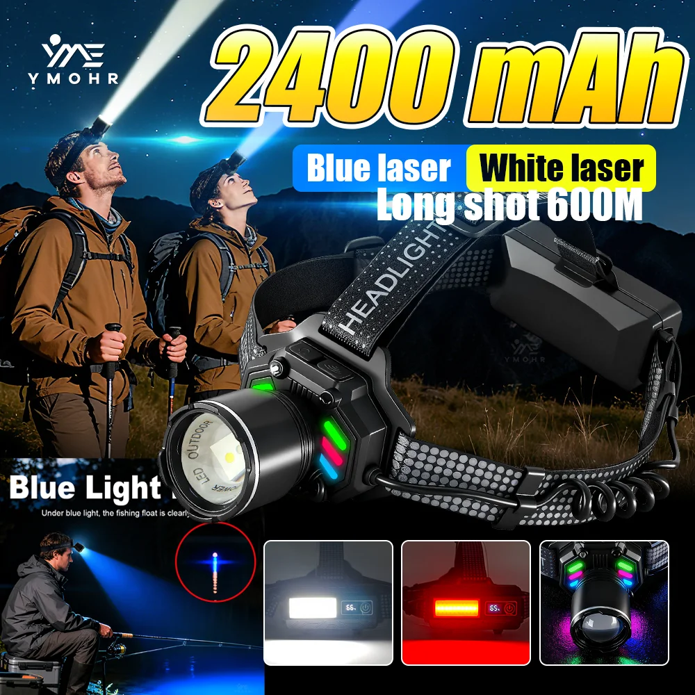 2400mAH USB Rechargeable LED HeadLamp Hiking Headlight Powerful Head LED Front Flashlight Motion Sensor Lamp For Hiking Lighting