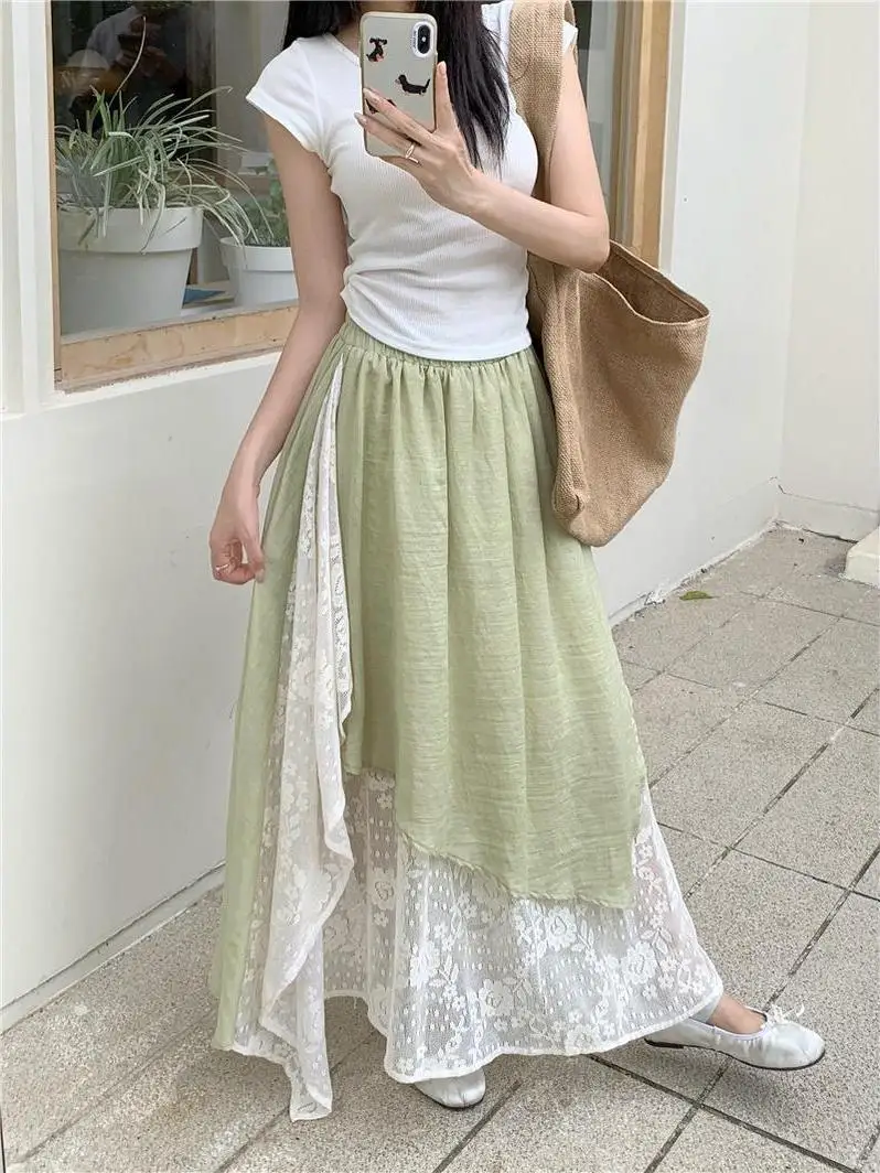 High Waist Lace Patchwork Asymmetrical Skirt Women's Spring 2026 New Style Slimming Pleated Long Skirt Korean Style Commute
High Waist Lace Patchwork Asymmetrical Skirt Women's Spring 2026 New Style Slimming Pleated Long Skirt Korean Style Commute