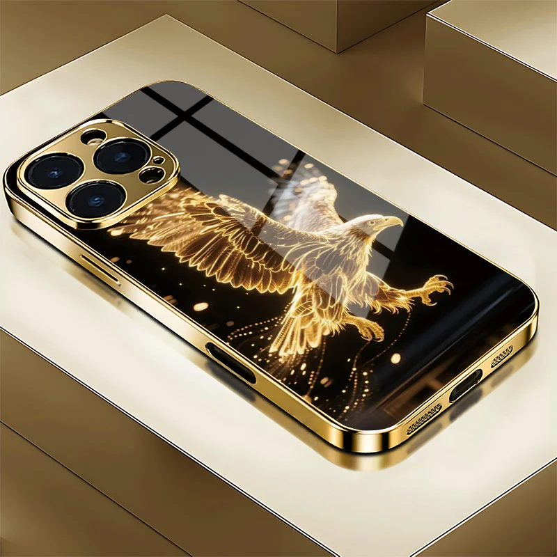 Stylish Golden Eagle Design Electroplated Glass Phone Case Suitable for iphone 17promax/16/15/14/13/12/11 pro MINI back cover
Stylish Golden Eagle Design Electroplated Glass Phone Case Suitable for iphone 17promax/16/15/14/13/12/11 pro MINI back cover
