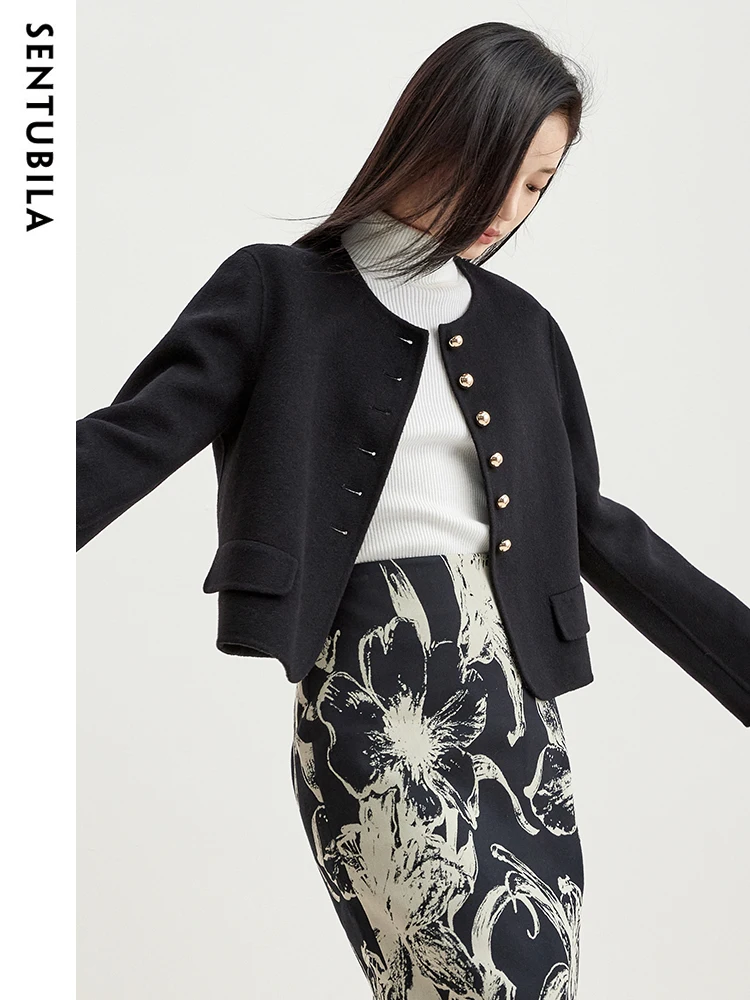 SENTUBILA Elegant Wool Cropped Jackets for Women Black Winter Coat 2025 Fashion O-neck Commute Female Short Outerwear W34O49734
SENTUBILA Elegant Wool Cropped Jackets for Women Black Winter Coat 2025 Fashion O-neck Commute Female Short Outerwear W34O49734