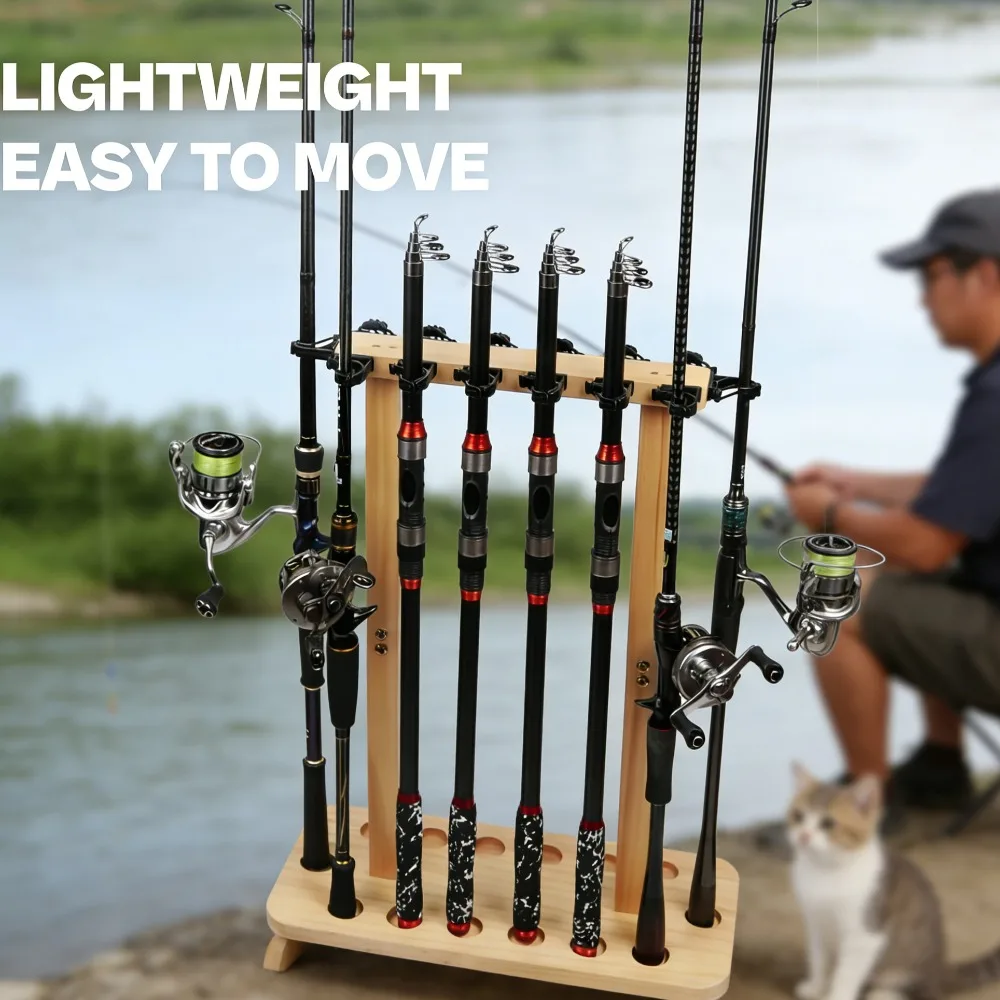 14 Rods Wooden Fishing Rod Holder Floor Stand Fishing Pole Rack Storage Organizer for Garage Fishing Tackle Storage
14 Rods Wooden Fishing Rod Holder Floor Stand Fishing Pole Rack Storage Organizer for Garage Fishing Tackle Storage