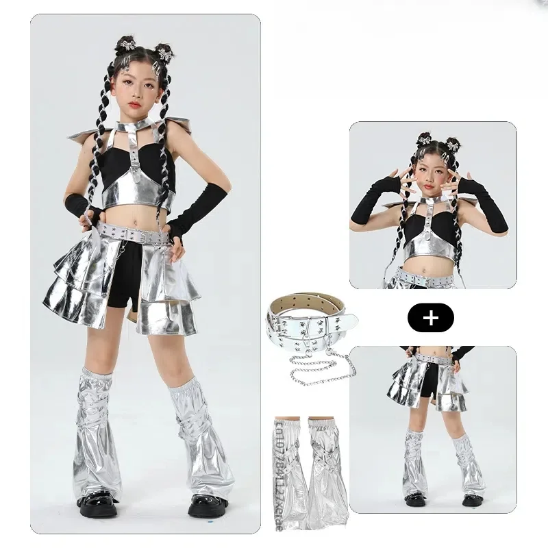 Children's Jazz Dance Performance Costume Silver Technology Top Short Skirt Stage Costume Jazz Dance Girls' Costume Set
Children's Jazz Dance Performance Costume Silver Technology Top Short Skirt Stage Costume Jazz Dance Girls' Costume Set