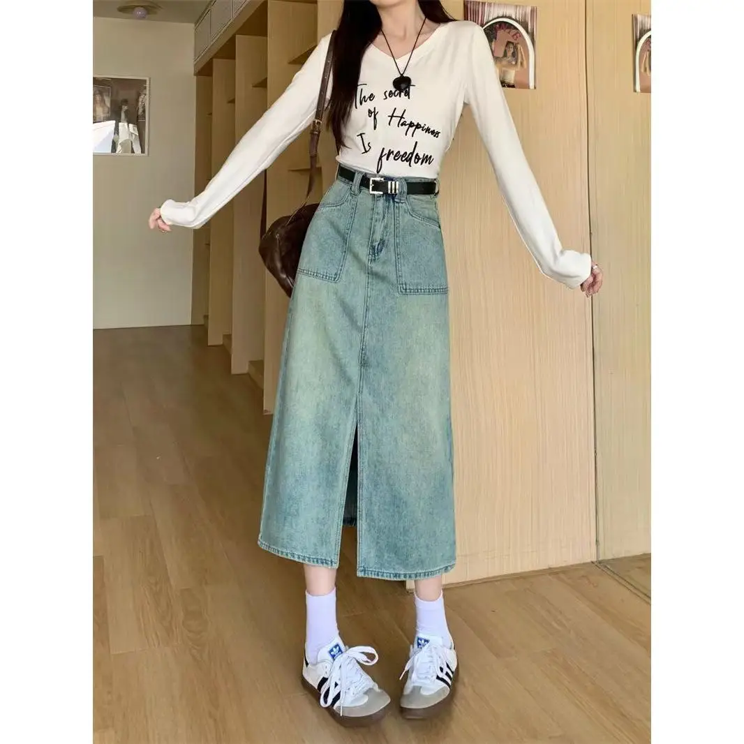 High Waist A-Line Midi Skirt Denim Split Casual Women's plus Size Summer New Sle f-length Skirt Vintage Zipper Closure
High Waist A-Line Midi Skirt Denim Split Casual Women's plus Size Summer New Sle f-length Skirt Vintage Zipper Closure