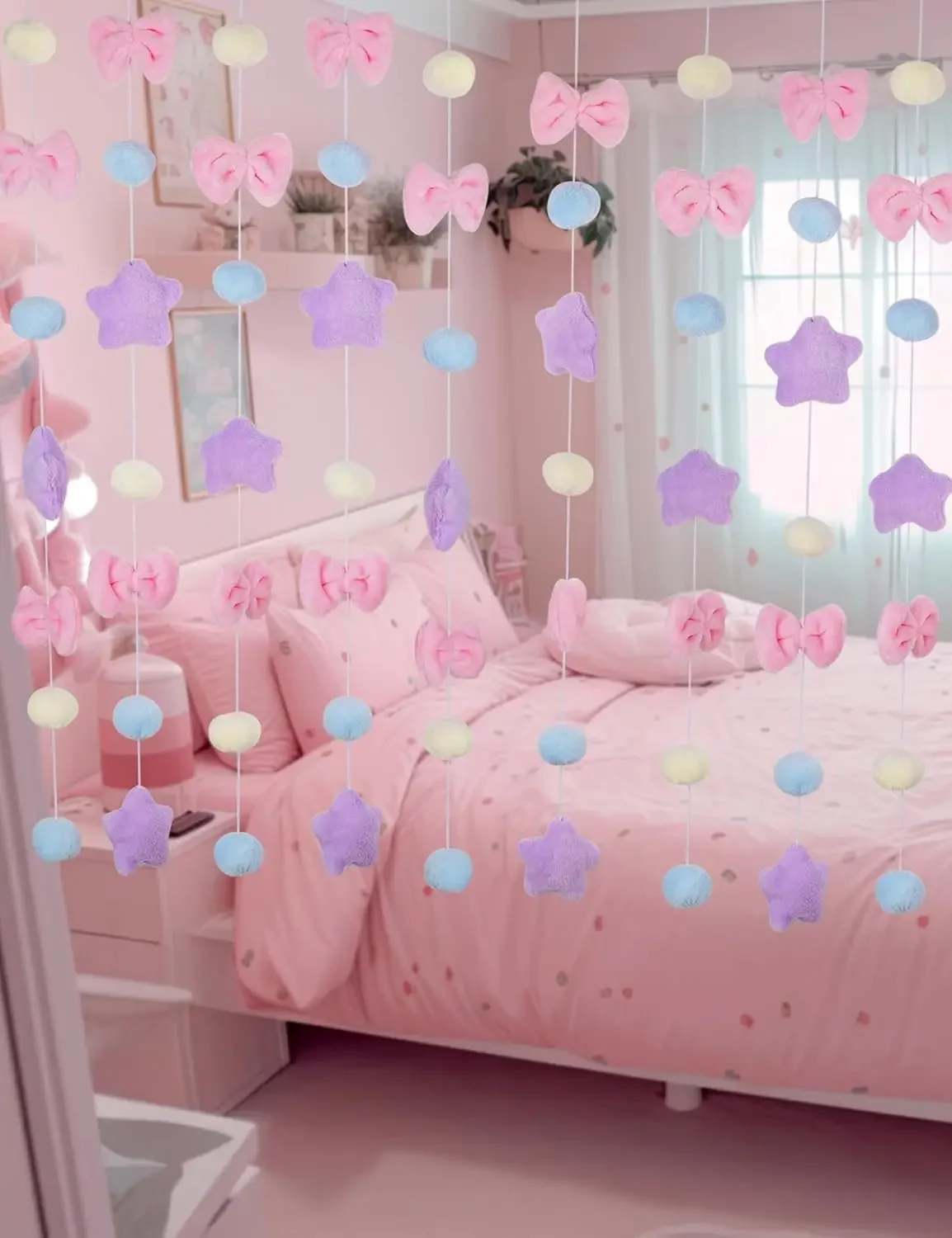 Fluffy Plush Doorway Curtain, Cute Hanging String Garland Kawaii Wall Decor for Baby Room, 9 Strings with Hooks & Velcro
Fluffy Plush Doorway Curtain, Cute Hanging String Garland Kawaii Wall Decor for Baby Room, 9 Strings with Hooks & Velcro