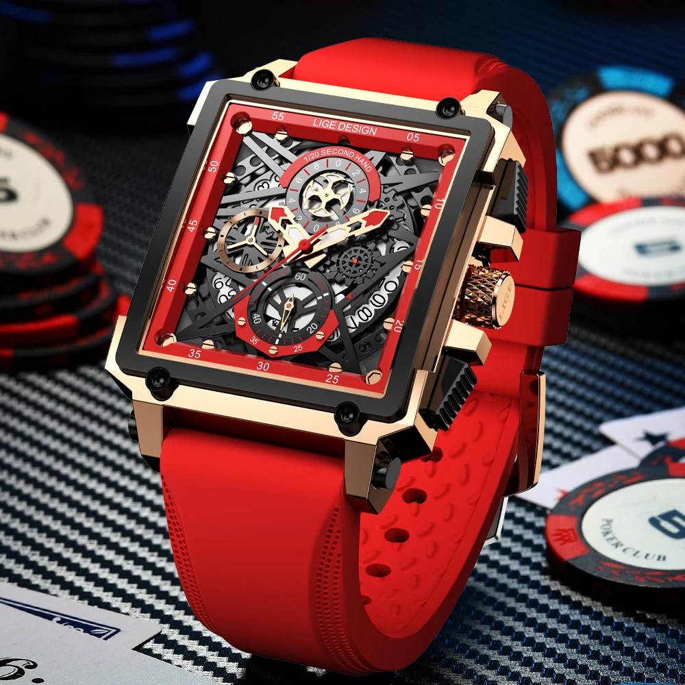 New Fashion LIGE Square Man Watch Luxury Fashion Waterproof Silicone Belt Hollow Gear Calendar Casual Sport Quartz Men's Watches
New Fashion LIGE Square Man Watch Luxury Fashion Waterproof Silicone Belt Hollow Gear Calendar Casual Sport Quartz Men's Watches
