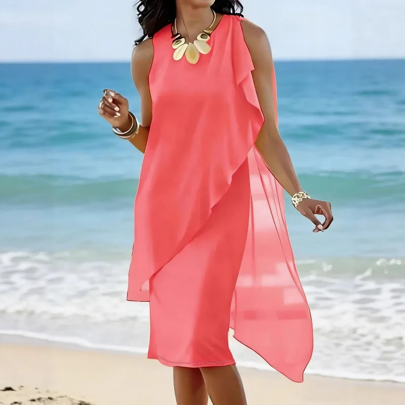 The Summer New Style of Elegant and Irregular Evening Dress Chiffon Sleeveless Loose Dress Fashionable and Stylish Women's Wear
The Summer New Style of Elegant and Irregular Evening Dress Chiffon Sleeveless Loose Dress Fashionable and Stylish Women's Wear