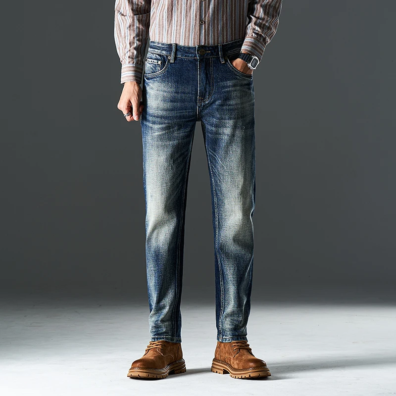 15oz 99% Cotton Heavyweight Selvedge Denim Jeans for Men Autumn American Vintage Heavy Wash Slim Fit Straight Stretch Pants
15oz 99% Cotton Heavyweight Selvedge Denim Jeans for Men Autumn American Vintage Heavy Wash Slim Fit Straight Stretch Pants