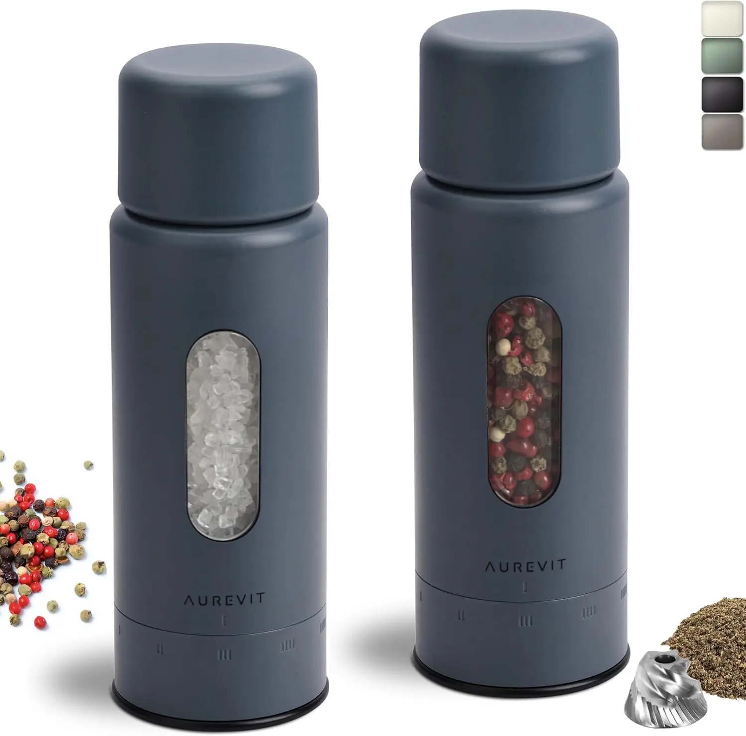 Manual Salt and Pepper Grinder Set, Ceramic/Stainless Core, 5-Level Adjustable Coarseness, Refillable, Durable, Blue-Grey
Manual Salt and Pepper Grinder Set, Ceramic/Stainless Core, 5-Level Adjustable Coarseness, Refillable, Durable, Blue-Grey