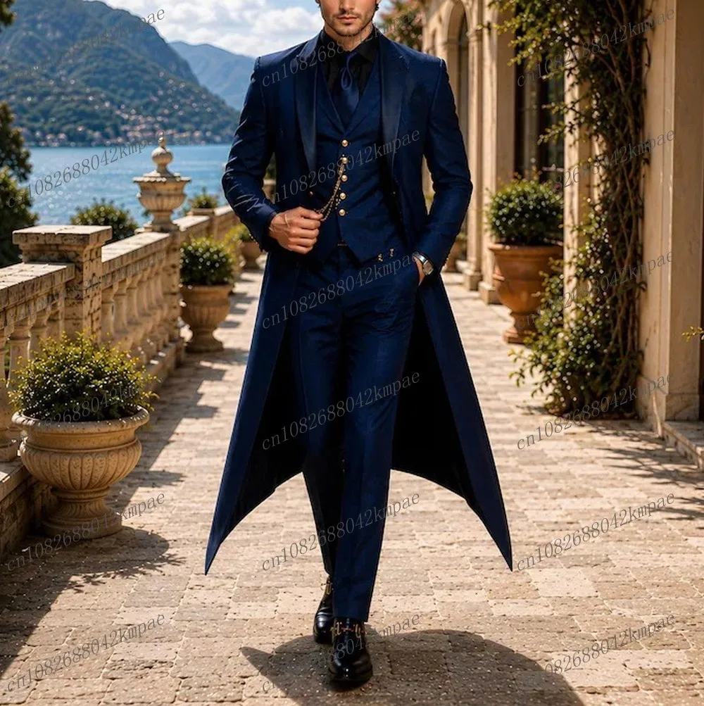 Long Blazer Navy Blue Formal Men Suit Groom Wedding Party Prom Business Male Tuxedos 3 Piece Set Jacket Vest Pants
Long Blazer Navy Blue Formal Men Suit Groom Wedding Party Prom Business Male Tuxedos 3 Piece Set Jacket Vest Pants