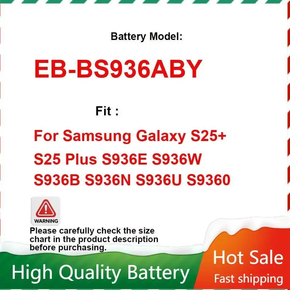 EB-BS936ABY Аккумулятор для мобильного телефона Samsung Galaxy S25 + S25 Plus S936E S936W S936B S936N S936U S9360 4900 мАч Портативный 
EB-BS936ABY Аккумулятор для мобильного телефона Samsung Galaxy S25 + S25 Plus S936E S936W S936B S936N S936U S9360 4900 мАч Портативный