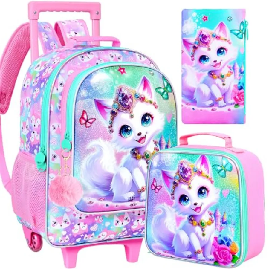 3Pcs Rolling Backpack for Girls, Roller School Backpack with Wheels, Wheeled Bookbag for Elementary Preschool Kindergarten
3Pcs Rolling Backpack for Girls, Roller School Backpack with Wheels, Wheeled Bookbag for Elementary Preschool Kindergarten
