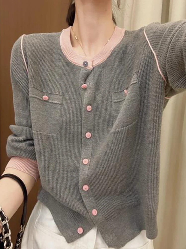 Faionable Color Blo Long Sve Knitted Sweater Women's round Ne Open Cardigan Top Trendy Anti-Aging Korean Sle
Faionable Color Blo Long Sve Knitted Sweater Women's round Ne Open Cardigan Top Trendy Anti-Aging Korean Sle