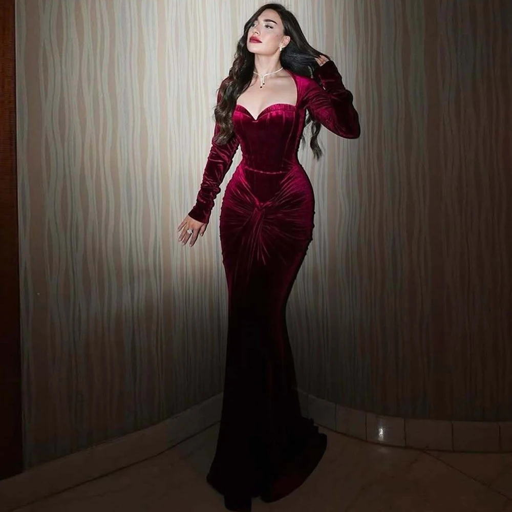 Mermaid Burgundy Velour Customized Evening Dress Delicate Sweetheart Long Sleeves Homecoming Dresses Sexy Celebrity Gowns
Mermaid Burgundy Velour Customized Evening Dress Delicate Sweetheart Long Sleeves Homecoming Dresses Sexy Celebrity Gowns