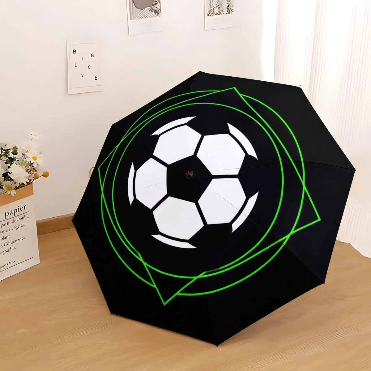 1 Automatic Fluorescent Soccer Umbrella - a Lightweight, Retractable Travel Umbrella Featuring a Dynamic Fluorescent Green Soc
1 Automatic Fluorescent Soccer Umbrella - a Lightweight, Retractable Travel Umbrella Featuring a Dynamic Fluorescent Green Soc