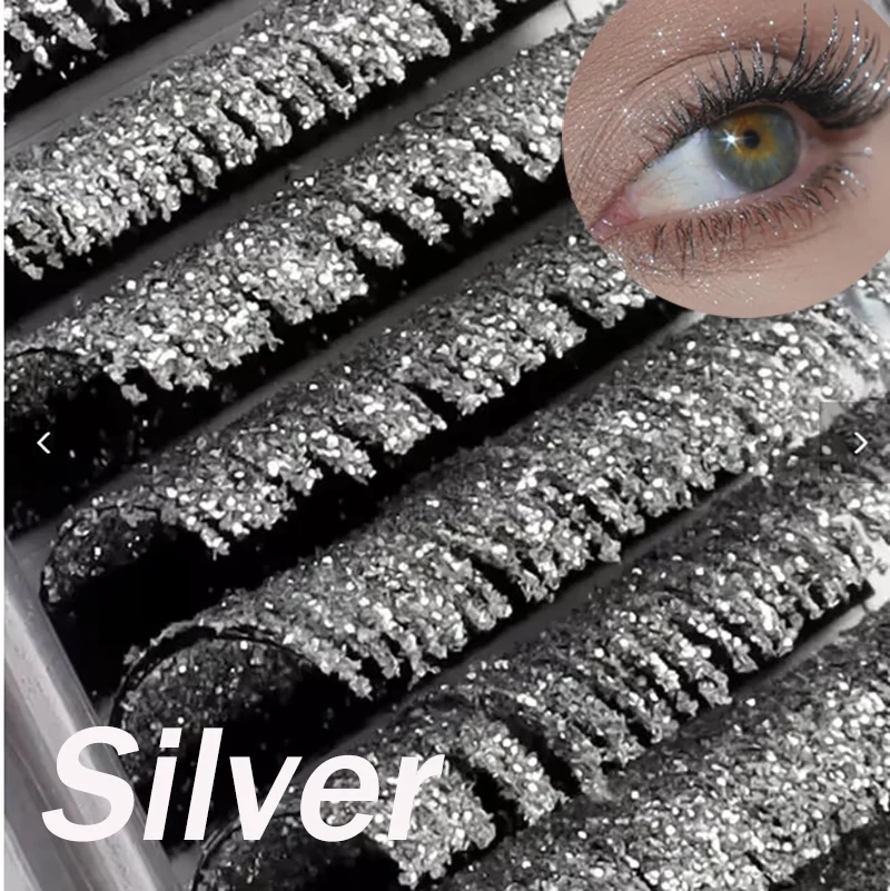 Silver Glitter Mixed Sparking Lash Russian Volume Individual Fans Eyelash Extension For Women Makeup on Black Friday Halloween
Silver Glitter Mixed Sparking Lash Russian Volume Individual Fans Eyelash Extension For Women Makeup on Black Friday Halloween