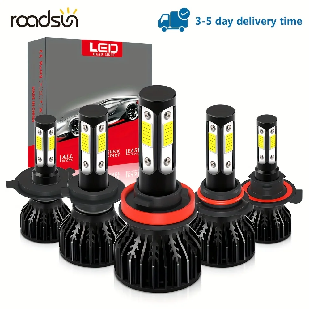 roadsun 2pcs Bright Car Lamp 9005/HB3 9006/HB4 H4 H7 H11 H13 9007 Headlights 28000LM 6000K White Plug-N-Play 4-Sided COB Chip
roadsun 2pcs Bright Car Lamp 9005/HB3 9006/HB4 H4 H7 H11 H13 9007 Headlights 28000LM 6000K White Plug-N-Play 4-Sided COB Chip
