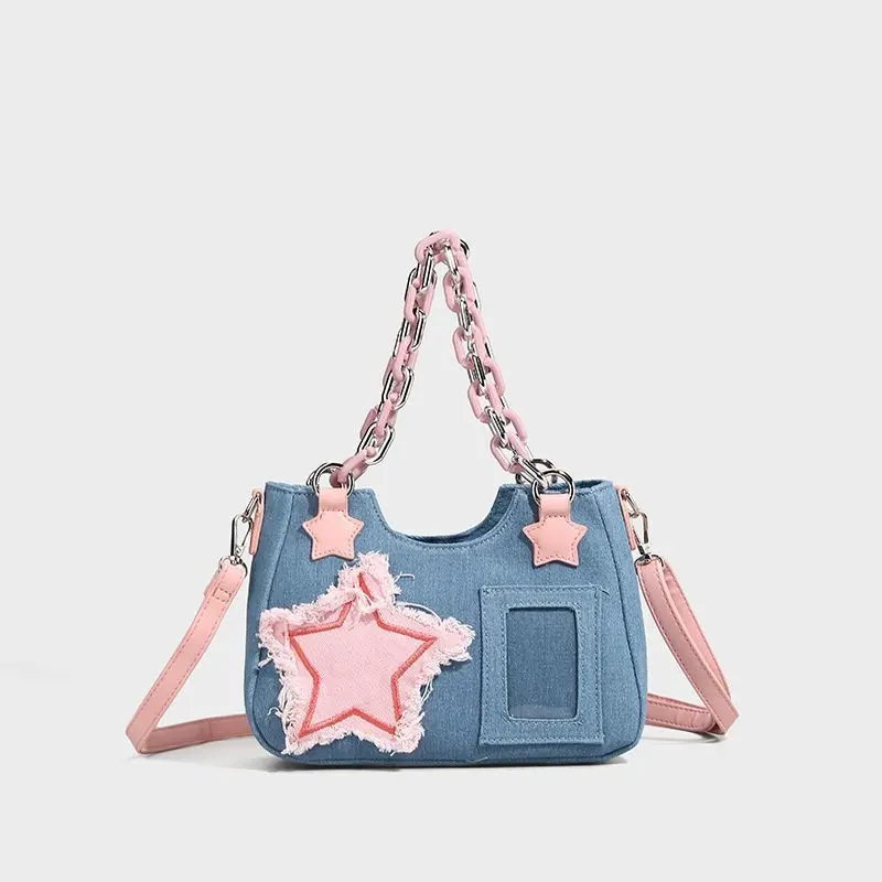 Sweet Retro Japanese Shoulder Bag for Girl Fashion Vintage Demin Color Photocard Bag Portable Student DIY Decor Storage Bag
Sweet Retro Japanese Shoulder Bag for Girl Fashion Vintage Demin Color Photocard Bag Portable Student DIY Decor Storage Bag