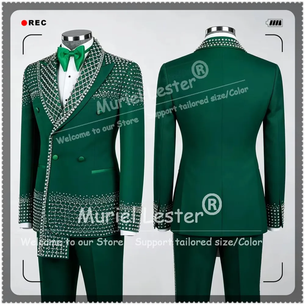 Male Fashion Shiny Crystal Beaded Men Suits Customized Double Breasted Groom Wedding Tuxedos 2 Pcs Set Prom Blazers Ropa Hombre
Male Fashion Shiny Crystal Beaded Men Suits Customized Double Breasted Groom Wedding Tuxedos 2 Pcs Set Prom Blazers Ropa Hombre