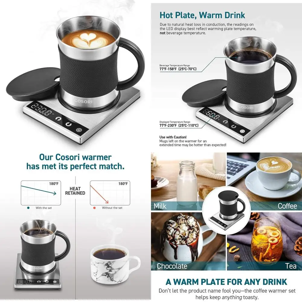 Coffee Mug Warmer & Mug Set for Desk, Cup Heater, Office & Christmas Gifts, 1°F Precise Temperature Control, Touch Tech & LCD Di
Coffee Mug Warmer & Mug Set for Desk, Cup Heater, Office & Christmas Gifts, 1°F Precise Temperature Control, Touch Tech & LCD Di