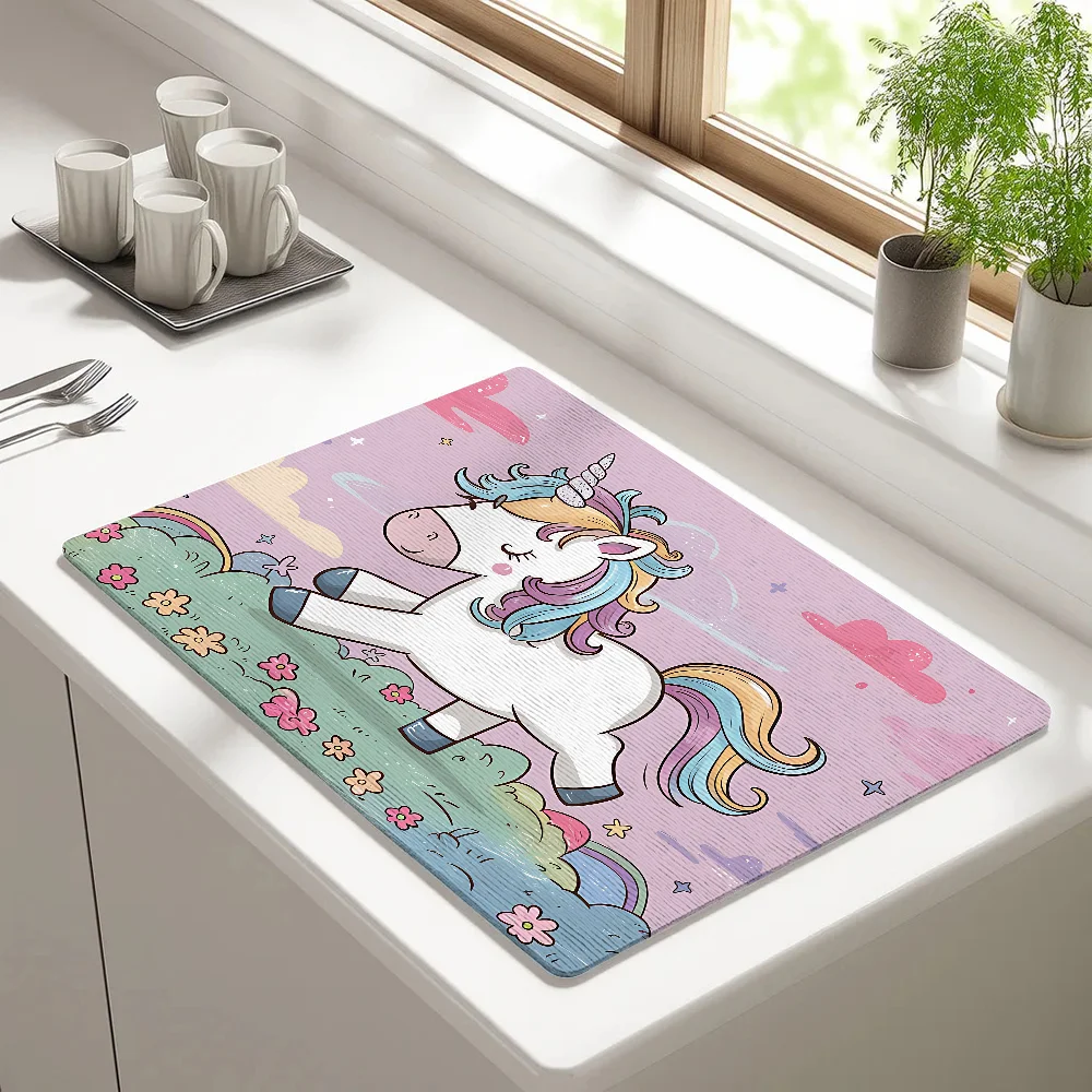 Unicorn Cute Cartoon Draining Pad Drying Mat For Kitchen Bar Coffee Dishes Rubber Quick Drying Water Absorbent Anti-slip Mat
Unicorn Cute Cartoon Draining Pad Drying Mat For Kitchen Bar Coffee Dishes Rubber Quick Drying Water Absorbent Anti-slip Mat