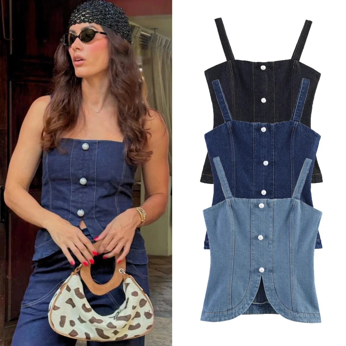 Withered Women's Clothing 2026 Summer European And American Fashion Street Suspender Denim Vest Strapless Top For Women
Withered Women's Clothing 2026 Summer European And American Fashion Street Suspender Denim Vest Strapless Top For Women