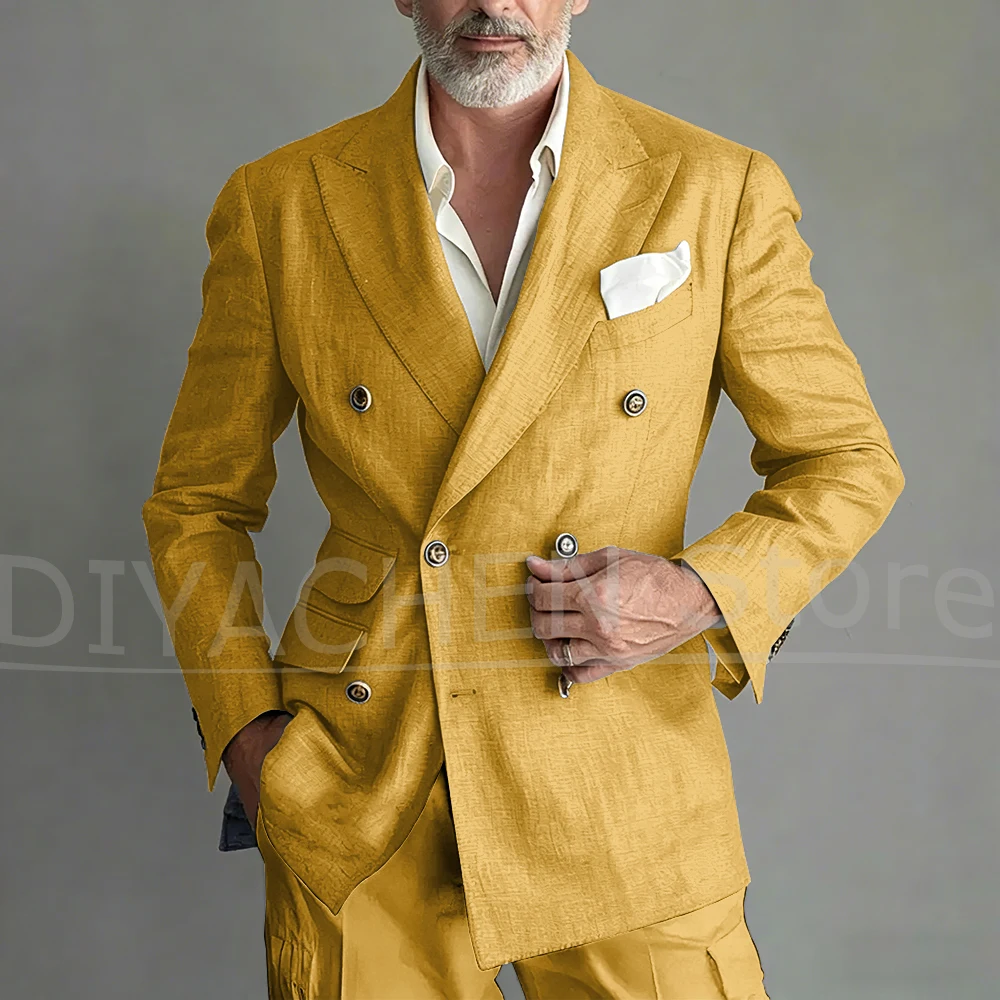 Men Linen Suit 2 Piece Double Breasted Blazer and Pants Fashion Casual Formal Wedding Beach Party Summer Smart Casual Outfit
Men Linen Suit 2 Piece Double Breasted Blazer and Pants Fashion Casual Formal Wedding Beach Party Summer Smart Casual Outfit