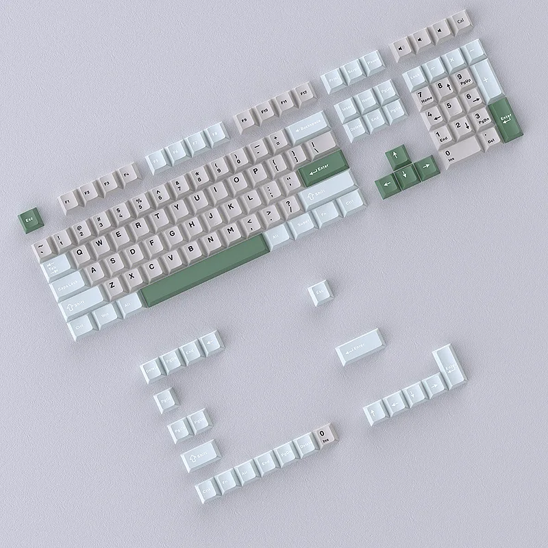Light gray green mechanical keyboard keycap Sanpin PBT small full set of customized two-color
Light gray green mechanical keyboard keycap Sanpin PBT small full set of customized two-color