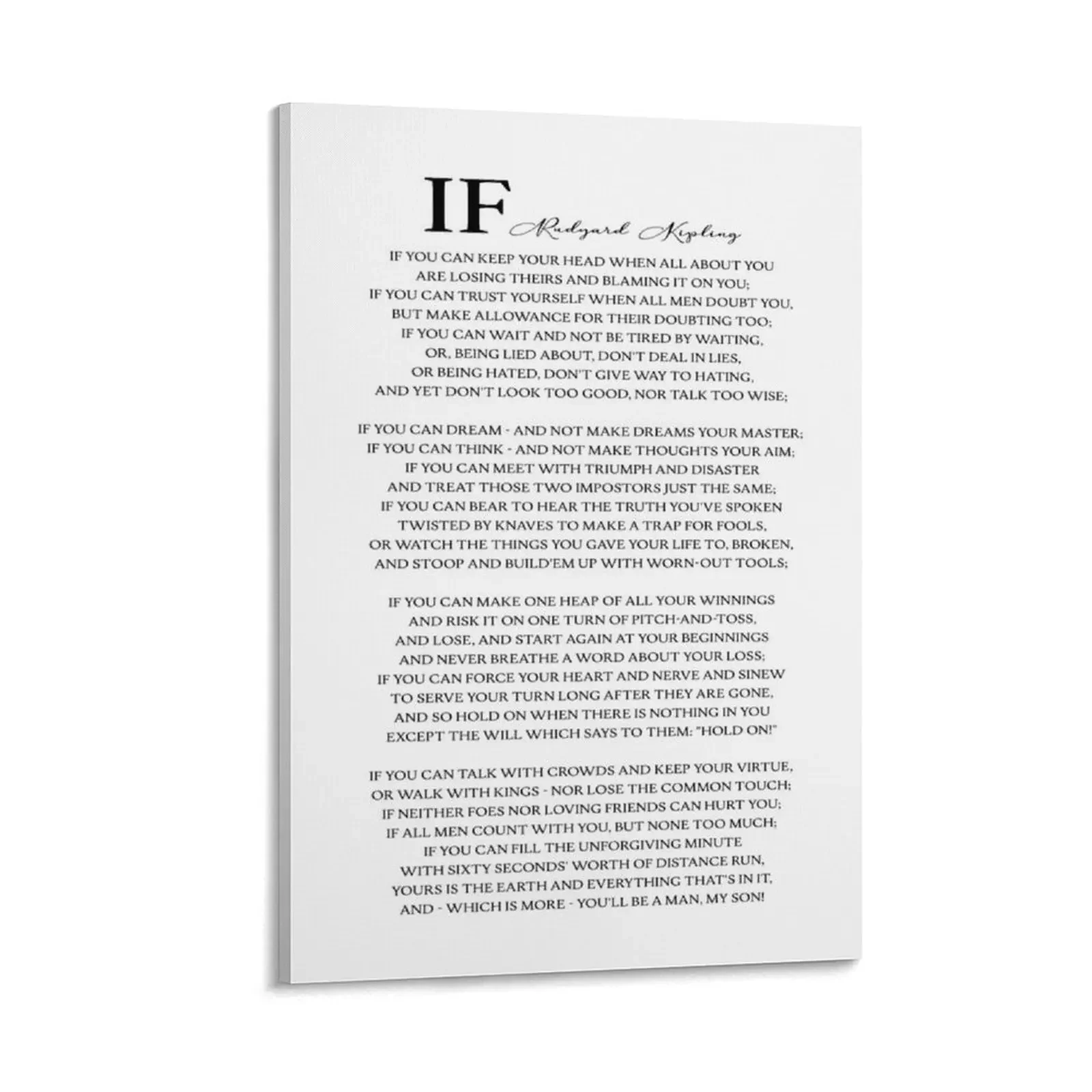 If Poem by Rudyard Kipling Canvas Painting Wall decoration frame room decorations aesthetic anime figure interior paintings
If Poem by Rudyard Kipling Canvas Painting Wall decoration frame room decorations aesthetic anime figure interior paintings