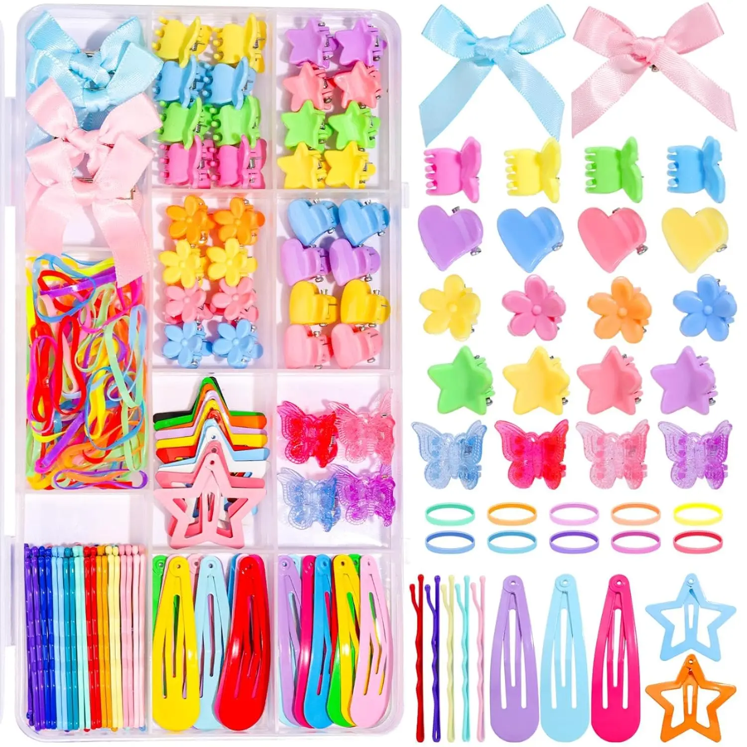 193Pcs Hair Clips for Girls - Mini Claw Clips, Bobby Pins, Hair Ties, Hair Accessories Set
193Pcs Hair Clips for Girls - Mini Claw Clips, Bobby Pins, Hair Ties, Hair Accessories Set