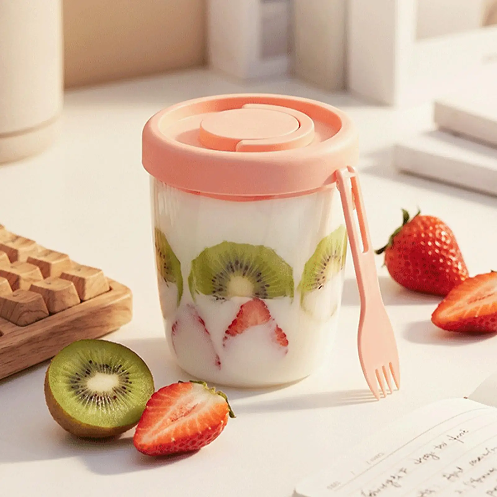 Yogurt Cups With Lids Double Wall Salad Cup Portable Leak Proof Oat Container With Fork&Handle Drain Fruit Cup Breakfast Cup
Yogurt Cups With Lids Double Wall Salad Cup Portable Leak Proof Oat Container With Fork&Handle Drain Fruit Cup Breakfast Cup