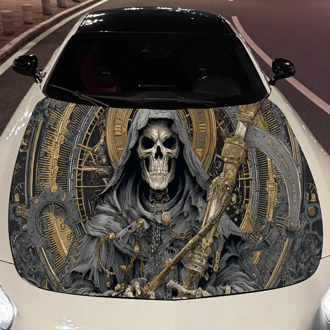 Мрачный жнец с часами и косой, наклейка на капот двигателя автомобиля, автоматические виниловые обертки, водонепроницаемая самоклеящаяся наклейка на автомобиль, прочная и A
Мрачный жнец с часами и косой, наклейка на капот двигателя автомобиля, автоматические виниловые обертки, водонепроницаемая самоклеящаяся наклейка на автомобиль, прочная и A
