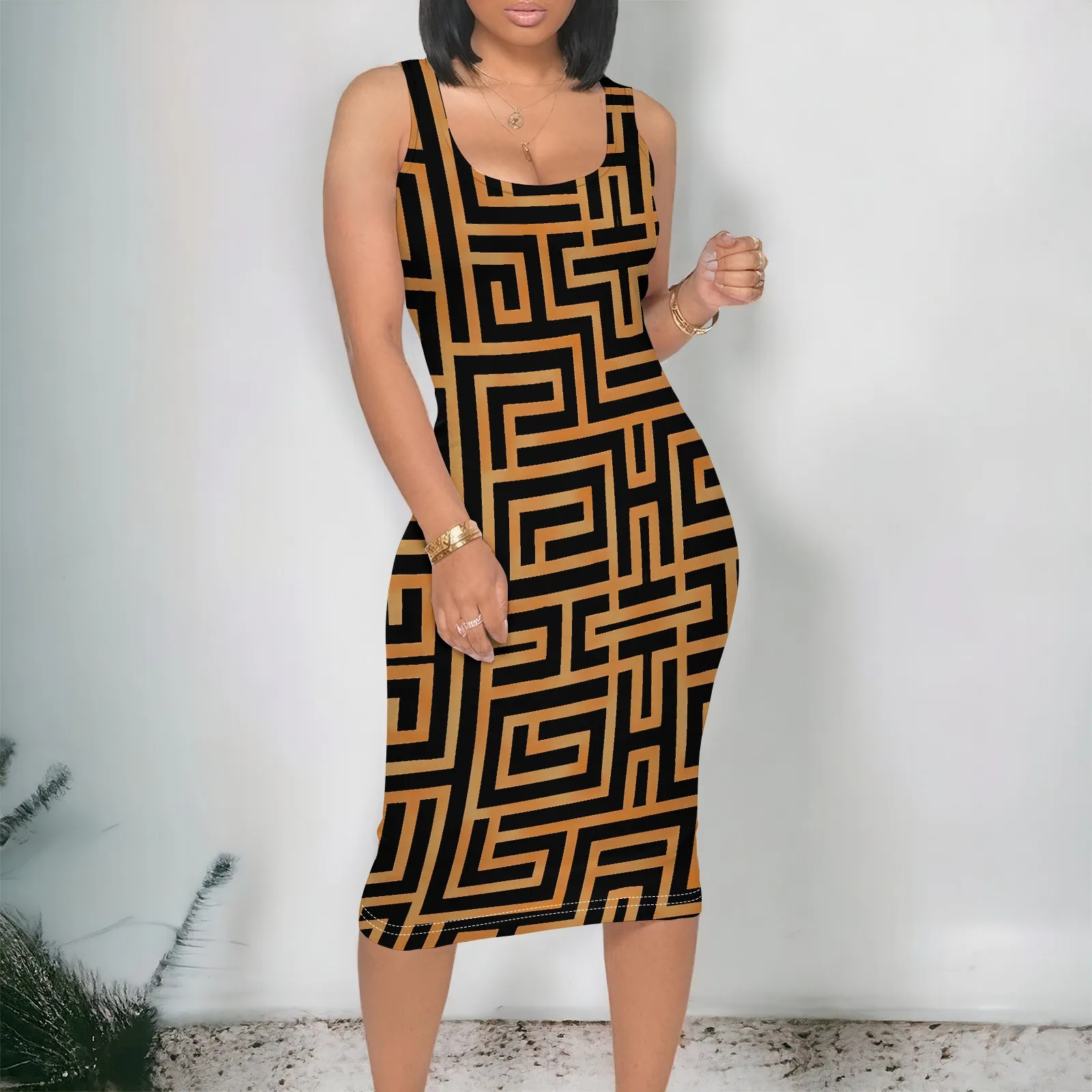 Women’s Geometric Print Bodycon Midi Dress Sleeveless Scoop Neck Summer Party Clubwear S-3XL
Women’s Geometric Print Bodycon Midi Dress Sleeveless Scoop Neck Summer Party Clubwear S-3XL
