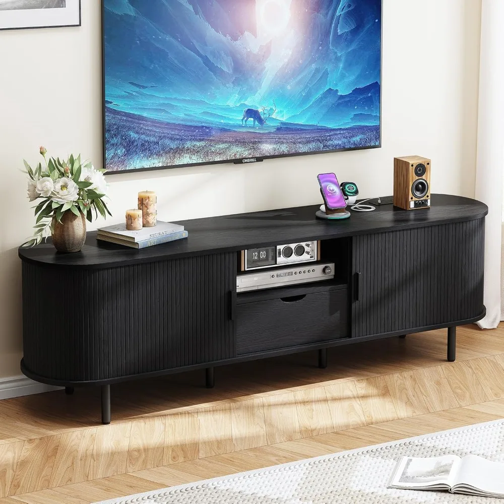 69" TV Stand with Power Outlet for TVs up to 80", Entertainment Center with Storage and Drawer, TV Console with Adjustable Shelv
69" TV Stand with Power Outlet for TVs up to 80", Entertainment Center with Storage and Drawer, TV Console with Adjustable Shelv