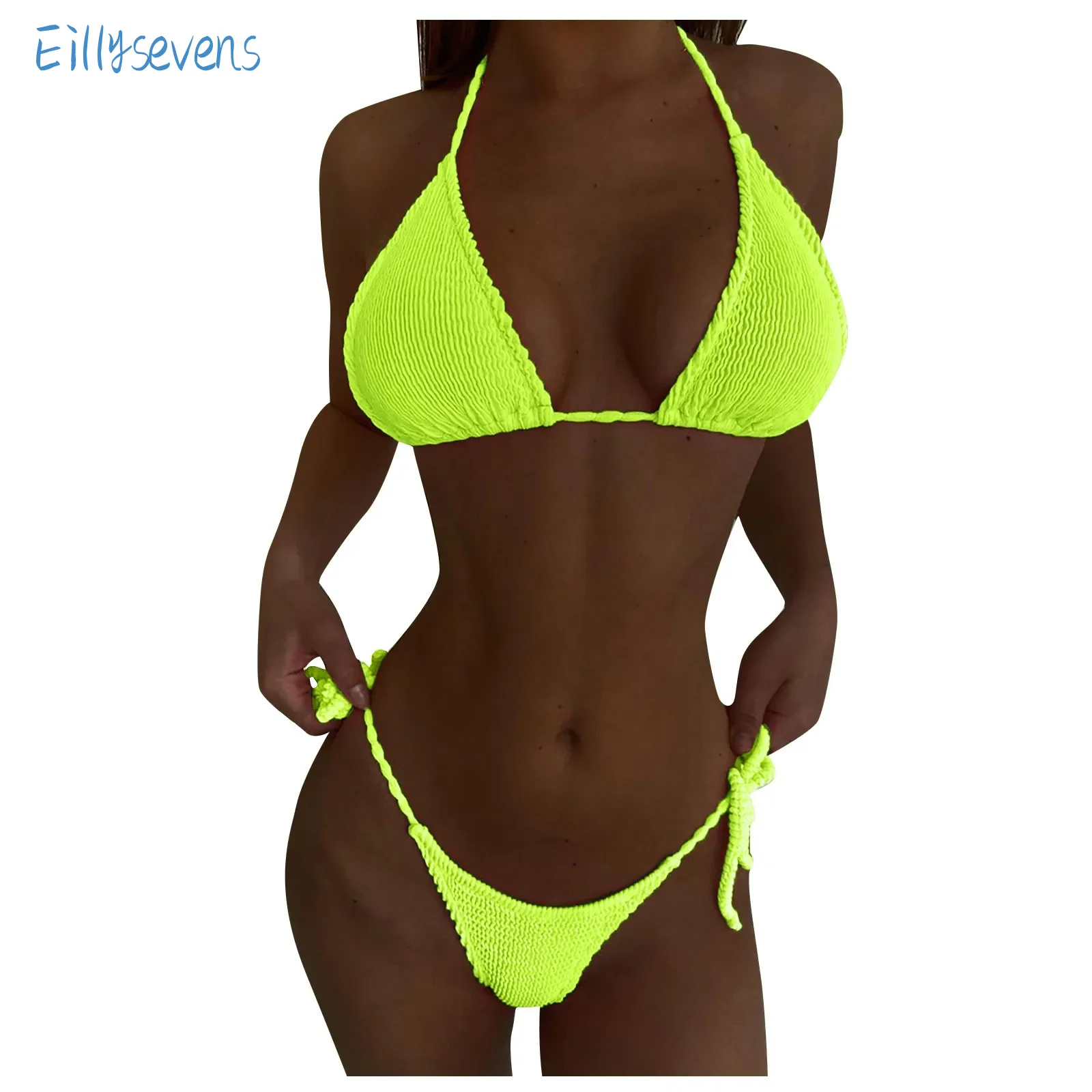 Women Crinkle Cloth Bikini Set Trend Macaron Color Basic Classic Split Bikini Swimsuit Halter Deep V Bra With Side Tie Thong Set
Women Crinkle Cloth Bikini Set Trend Macaron Color Basic Classic Split Bikini Swimsuit Halter Deep V Bra With Side Tie Thong Set