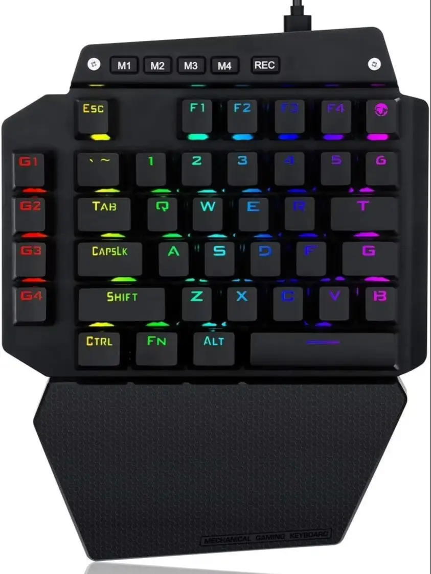HUO JI One Handed Mechanical Gaming Keyboard Wired,RGB Led Backlit, Detachable Wrist Rest, Detachable Type C Cable, Metal Panel,
HUO JI One Handed Mechanical Gaming Keyboard Wired,RGB Led Backlit, Detachable Wrist Rest, Detachable Type C Cable, Metal Panel,