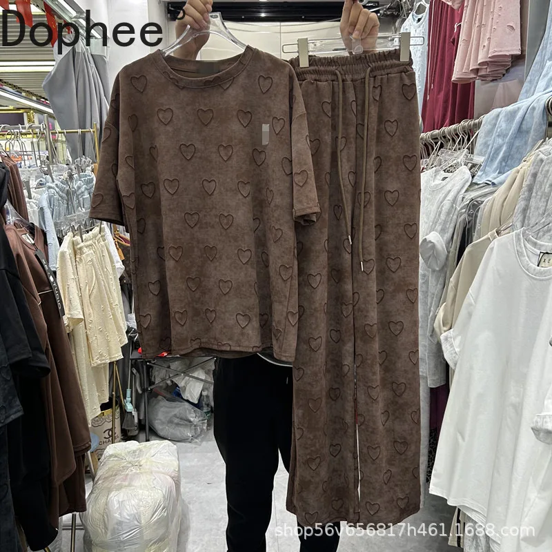 Love Pattern Fashion Two-piece Set Women Spring Summer Loose Short Sleeve T-shirt Top + Drawstring Elastic Waist Straight Pants
Love Pattern Fashion Two-piece Set Women Spring Summer Loose Short Sleeve T-shirt Top + Drawstring Elastic Waist Straight Pants