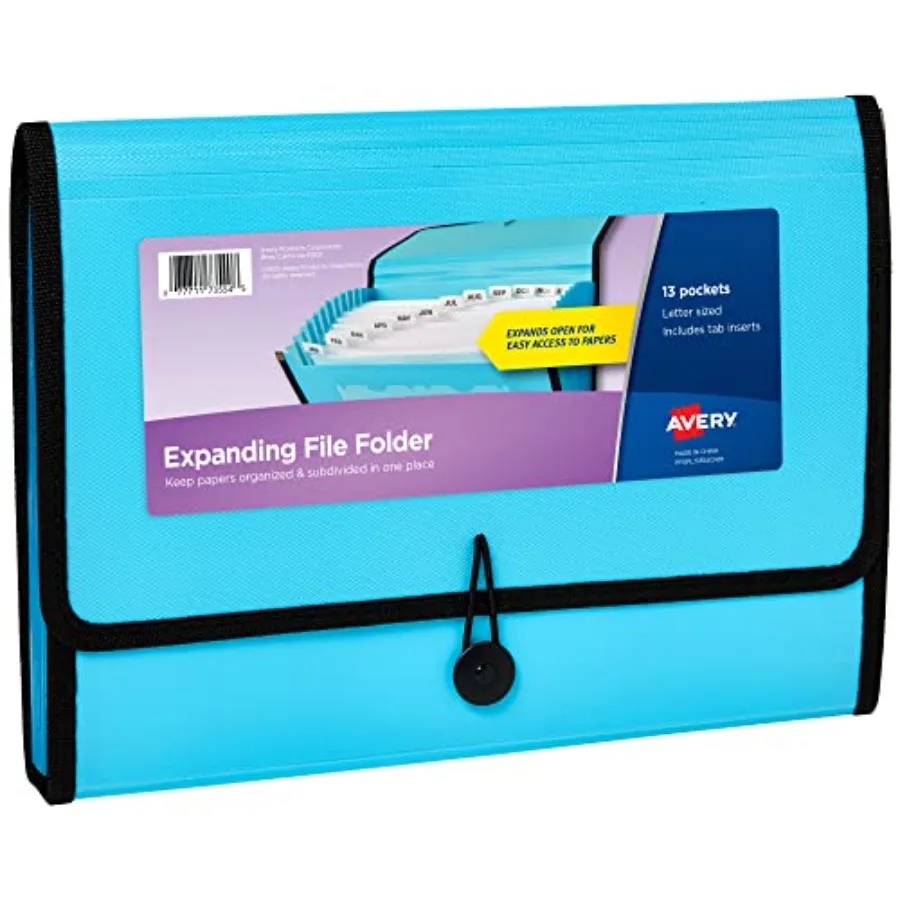 Expanding File Folder Organizer, 13-Pocket Accordion File Organizer, Aqua, Holds 425 Letter/A4-Size Sheets 73554
Expanding File Folder Organizer, 13-Pocket Accordion File Organizer, Aqua, Holds 425 Letter/A4-Size Sheets 73554