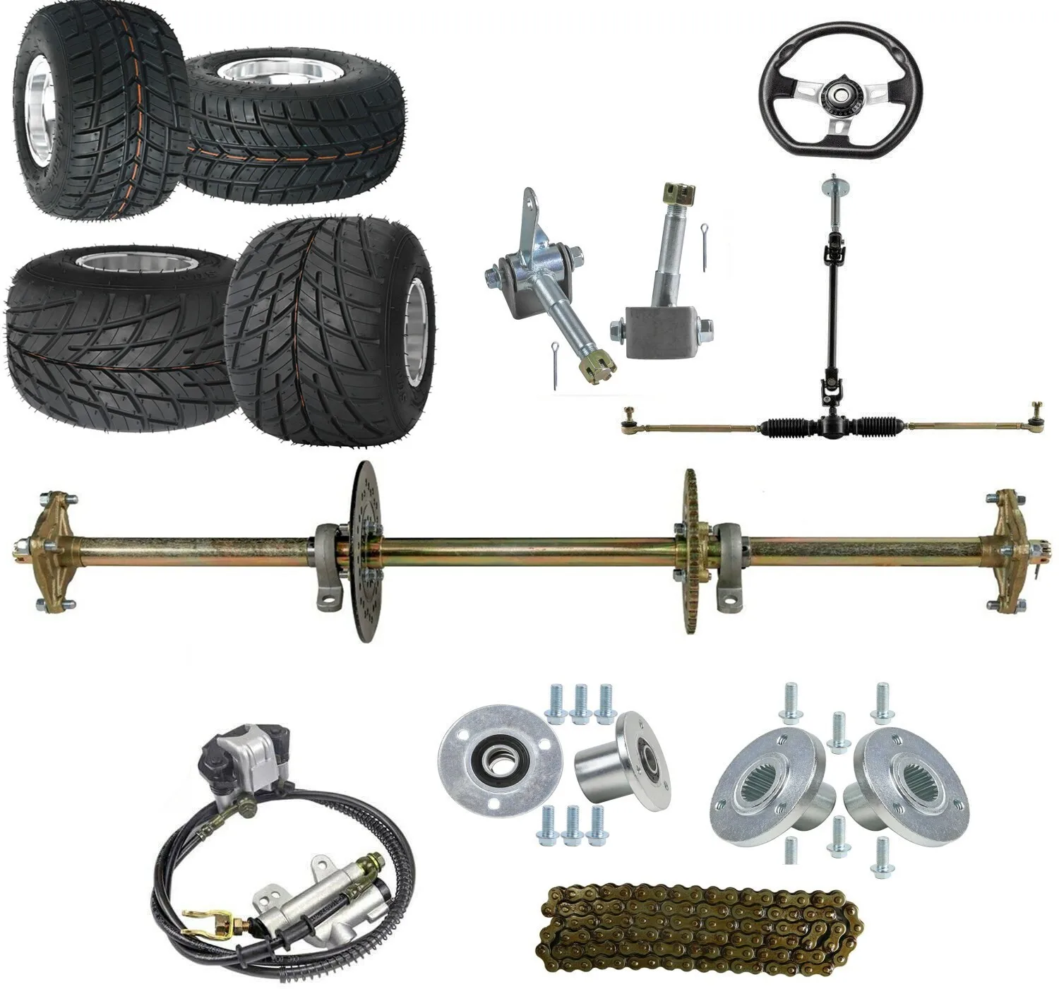32" Rear Axle Kit 5" Wheels Rims Tire 11x7.10-5 10x4.50-5 for ATV Mini Bike Go Kart Golf
32" Rear Axle Kit 5" Wheels Rims Tire 11x7.10-5 10x4.50-5 for ATV Mini Bike Go Kart Golf