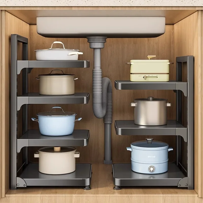 Kitchen pot storage rack, multi-layer cabinet under sink stove pot shelf multi-functional tool
Kitchen pot storage rack, multi-layer cabinet under sink stove pot shelf multi-functional tool