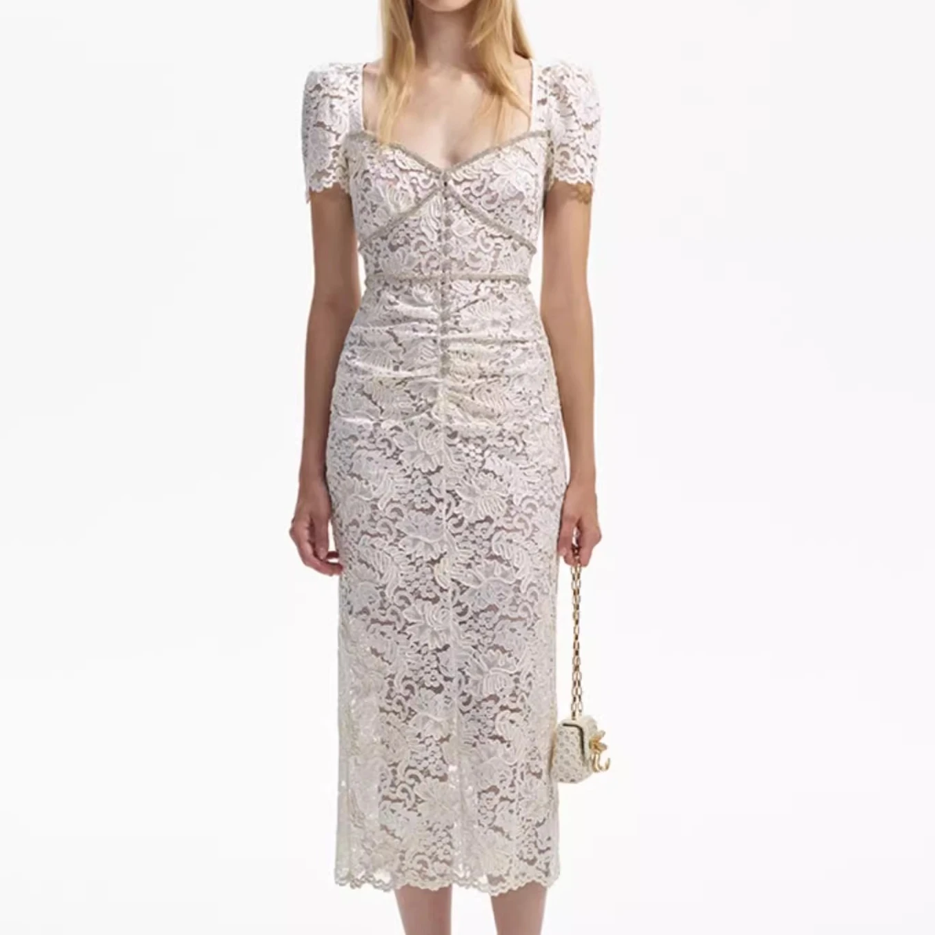 Apricot Lace Dress Elegant Square Collar Diamonds Short Sleeve Vestidos Bodycon Streetwear Party Clothing Lady Luxury
Apricot Lace Dress Elegant Square Collar Diamonds Short Sleeve Vestidos Bodycon Streetwear Party Clothing Lady Luxury