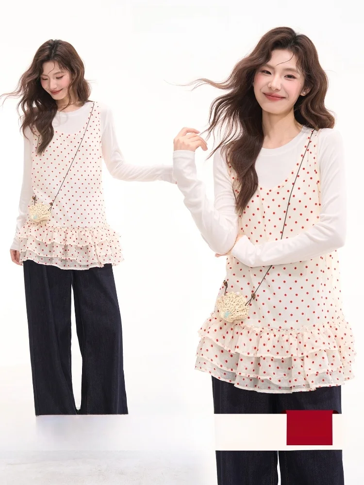 Fashionable Sweetheart Style Polka Dot Sleeveless Shirt Women's Summer Top Hemmed Window Display Heme Clouds between Letters
Fashionable Sweetheart Style Polka Dot Sleeveless Shirt Women's Summer Top Hemmed Window Display Heme Clouds between Letters