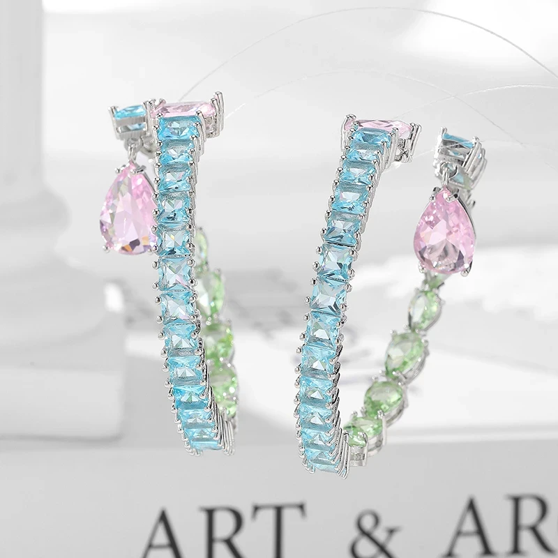 Light Green Waterdrop Cubic Zirconia Large Circle Earrings Super Luxury Big Hoops High Quality Nigeria Wedding Jewelry for Women
Light Green Waterdrop Cubic Zirconia Large Circle Earrings Super Luxury Big Hoops High Quality Nigeria Wedding Jewelry for Women