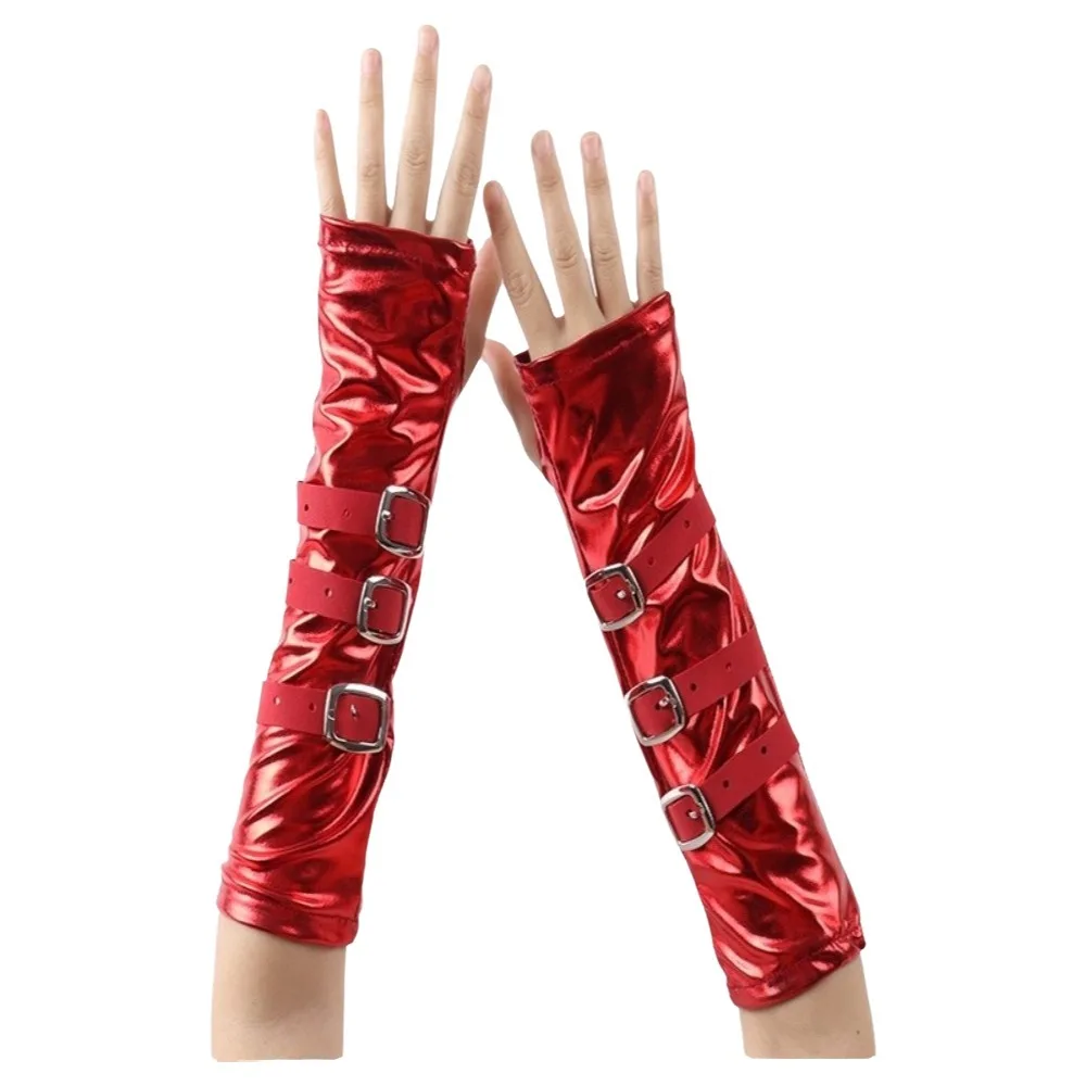 Solid Color Punk Arm Sleeves Metal Buckle Lacquer Leather Dark Gothic Arm Covers Wristband Lightweight Half-arm Sleeve Gloves
Solid Color Punk Arm Sleeves Metal Buckle Lacquer Leather Dark Gothic Arm Covers Wristband Lightweight Half-arm Sleeve Gloves