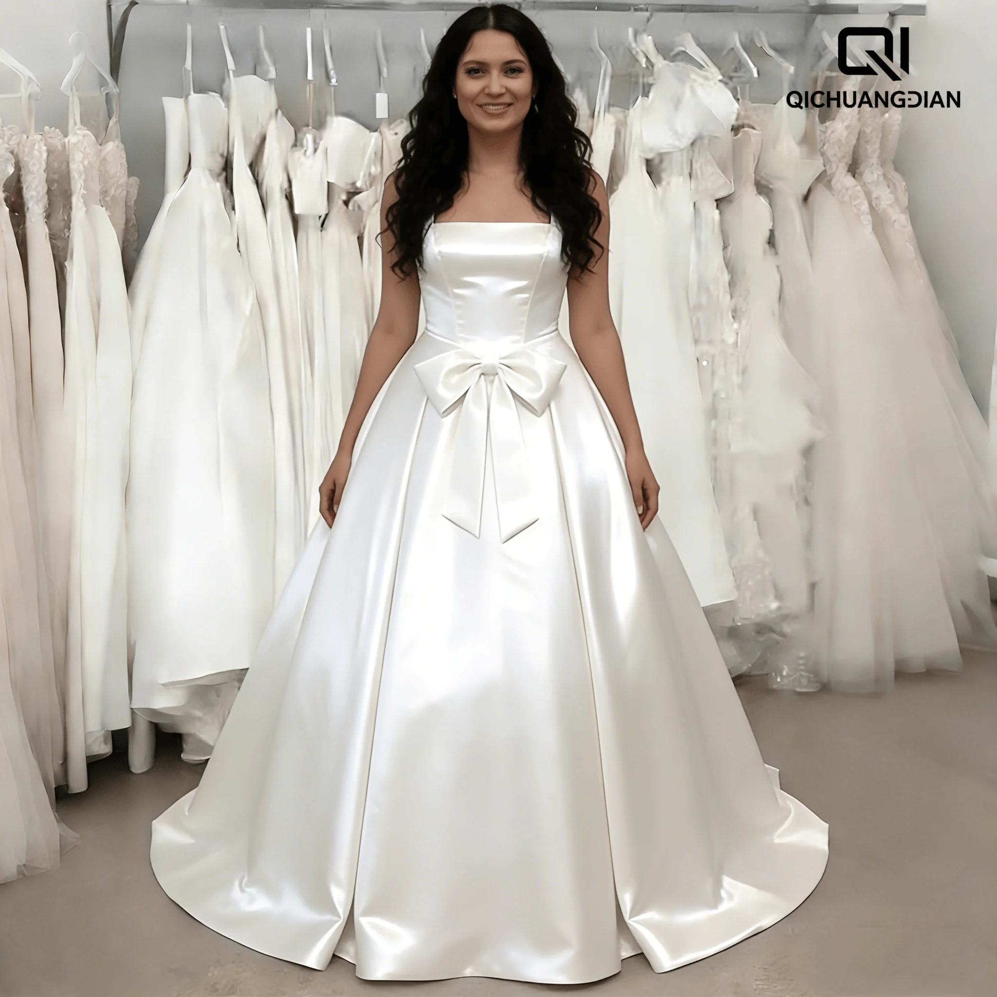 Простые свадебные платья трапециевидной формы по индивидуальному заказу, свадебное платье без рукавов с бантом на шнуровке, свадебное платье на тонких бретельках, Robe De Mariee
Простые свадебные платья трапециевидной формы по индивидуальному заказу, свадебное платье без рукавов с бантом на шнуровке, свадебное платье на тонких бретельках, Robe De Mariee