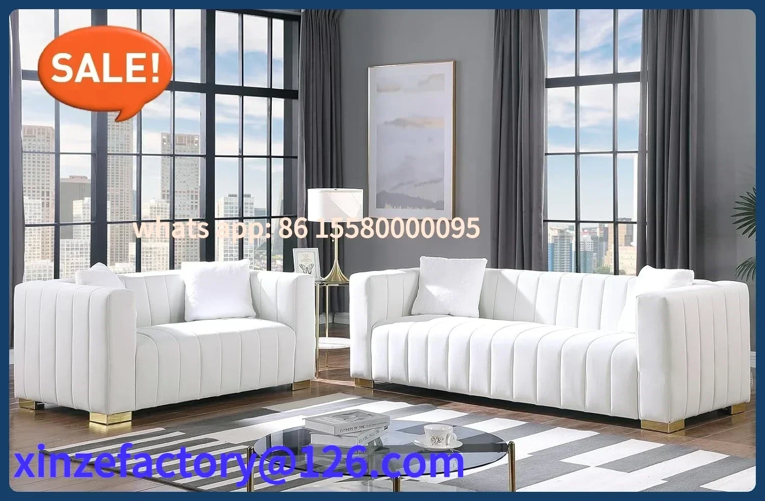 Customizable Living Room Furniture Set-2 Piece,Including 3-Seater Sofa Couch with Channel Tufted Velvet Fabric 
Customizable Living Room Furniture Set-2 Piece,Including 3-Seater Sofa Couch with Channel Tufted Velvet Fabric