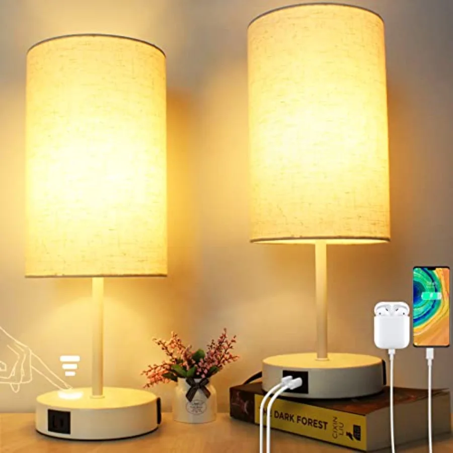Touch Control Bedside Table Lamps 3-Way Dimmable Nightstand Lights with USB Charging Ports and AC Outlet Modern Desk Lamp for B
Touch Control Bedside Table Lamps 3-Way Dimmable Nightstand Lights with USB Charging Ports and AC Outlet Modern Desk Lamp for B