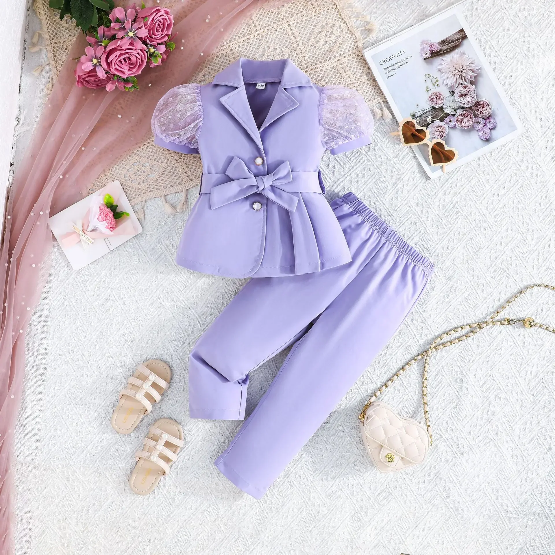 Children's Clothing Sets Bubble Short Sleeve Mesh Sleeve Fashion Suit Jacket + Trousers 2pcs Kids Clothes Girls Baby Outfit Set
Children's Clothing Sets Bubble Short Sleeve Mesh Sleeve Fashion Suit Jacket + Trousers 2pcs Kids Clothes Girls Baby Outfit Set