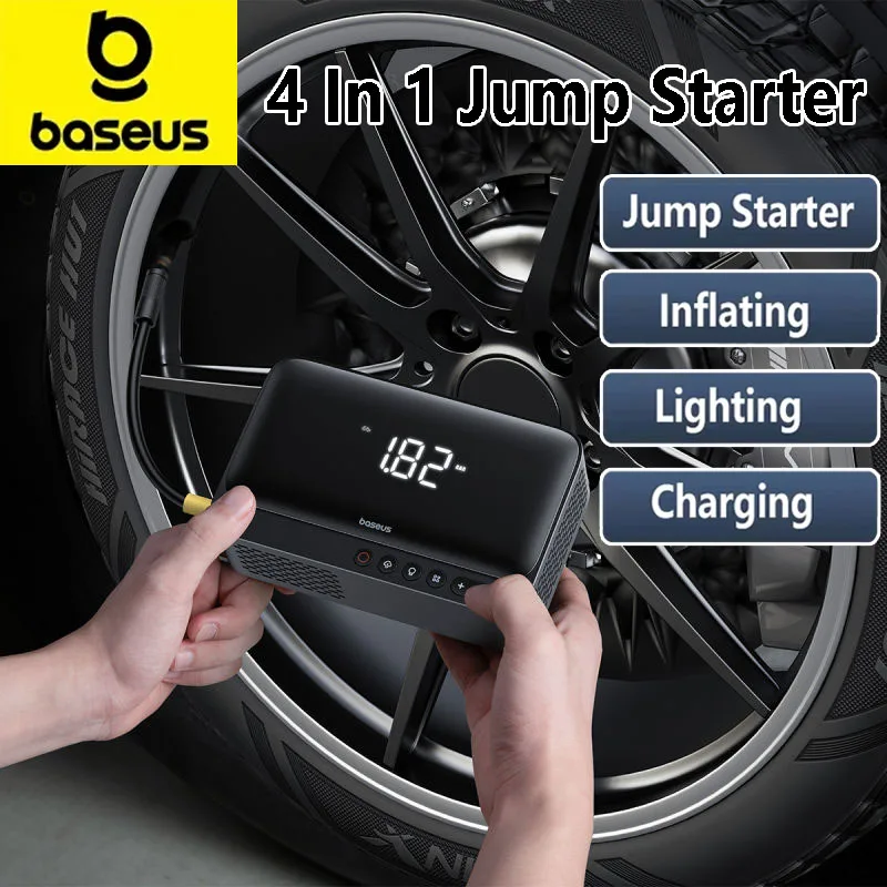 Baseus 4 In 1 Car Jump Starter with LED Lighting 600A Portable Car Battery Charger Power Bank Tire Inflator Pump Air Compressor 
Baseus 4 In 1 Car Jump Starter with LED Lighting 600A Portable Car Battery Charger Power Bank Tire Inflator Pump Air Compressor