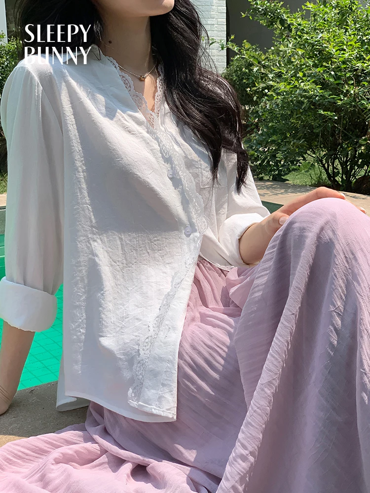 Tencel Lace Trim White Shirt Women Summer Loose Fit Long Sleeve Blouse Lightweight Sweet Casual Outerwear Beach Cover Up Top
Tencel Lace Trim White Shirt Women Summer Loose Fit Long Sleeve Blouse Lightweight Sweet Casual Outerwear Beach Cover Up Top