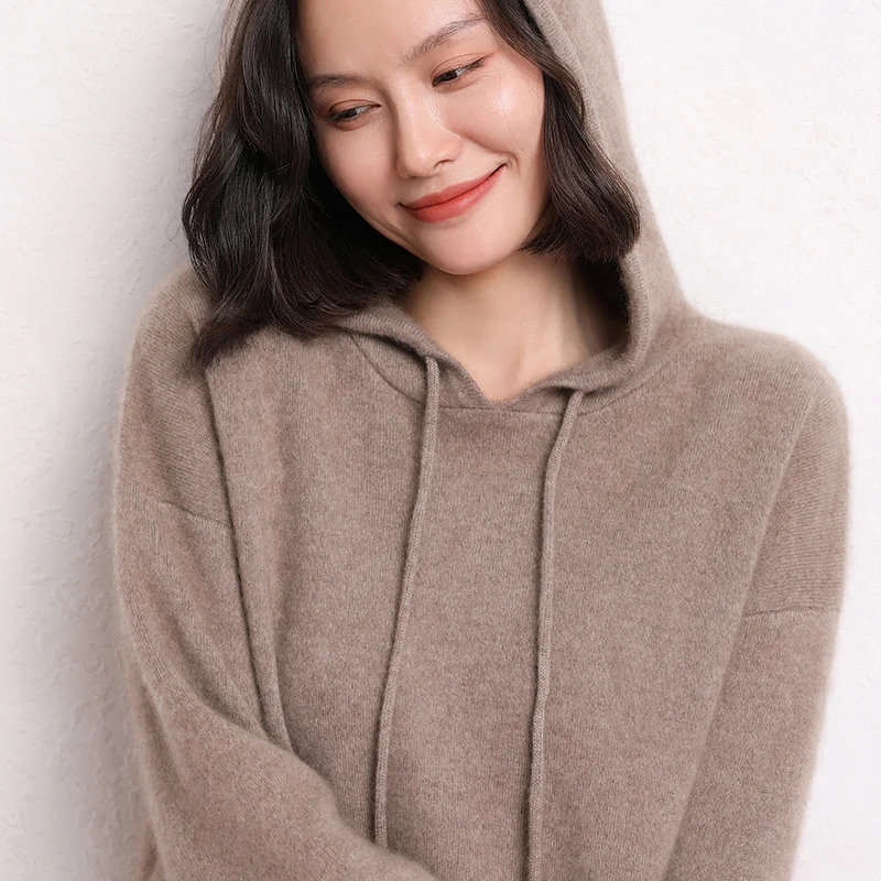 High-end 2023 Autumn/Winter Women's 100% Pure Cashmere Sweater Knitted Hooded Jumper Coat Lady's Thicken Pullovers Warm Tops
High-end 2023 Autumn/Winter Women's 100% Pure Cashmere Sweater Knitted Hooded Jumper Coat Lady's Thicken Pullovers Warm Tops